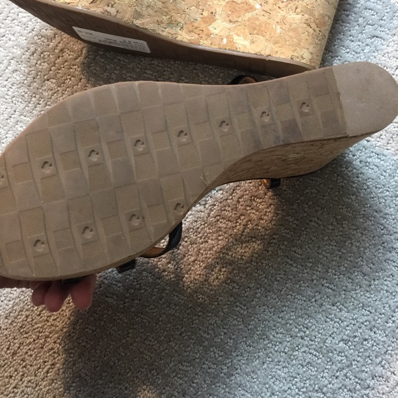 Kate Spade Black Patent Cork Platform Heels Sandal - Picture 6 of 8